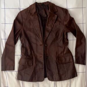 Brown 100% Genuine Leather Blazer Jacket
